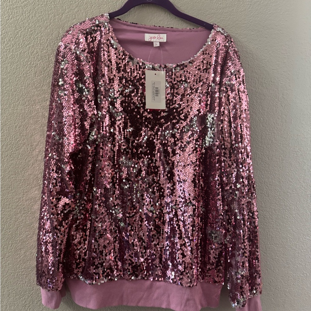 Pink Sequin Women's Sweatshirt